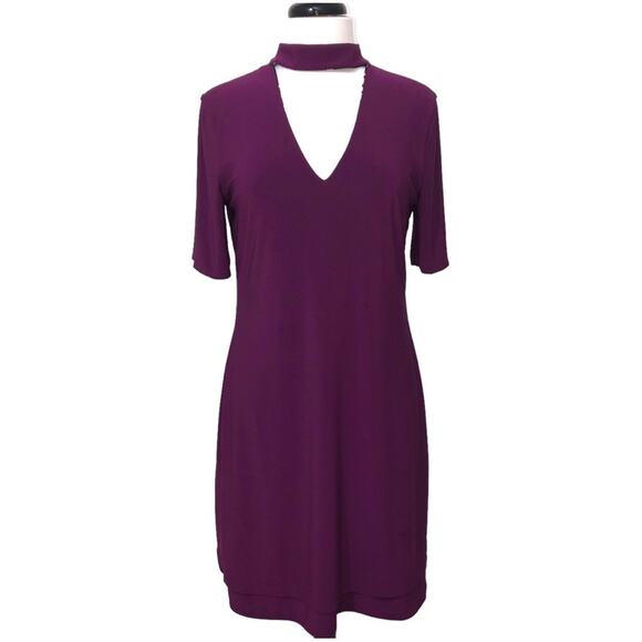 WHBM Floral Reversible Short Sleeve Choker Knit Shift Dress Medium EUC - Picture 4 of 12